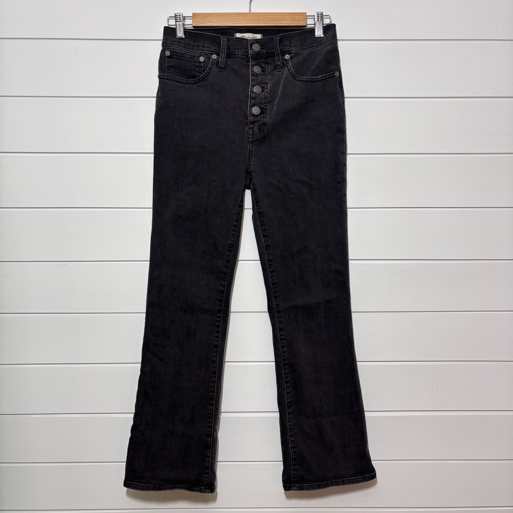 Madewell Jeans‎ Womens 27 T Black Cali Demi-Boot Bellspring Wash Button-Front